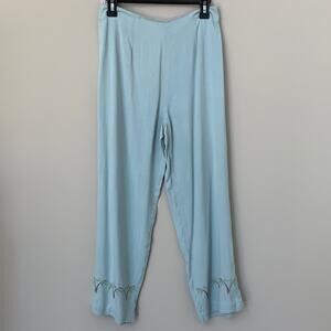 Tiki Classics 100% silk cropped pants embroidered palm trees beachy coastal 8